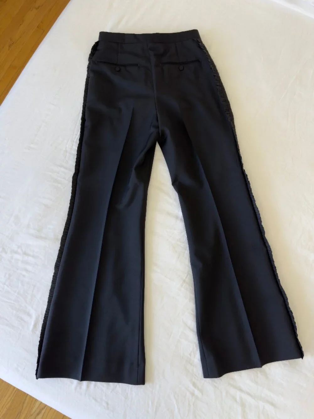Acne Studios Black Wool Tuxedo-Style Flared Trousers (Waist 30